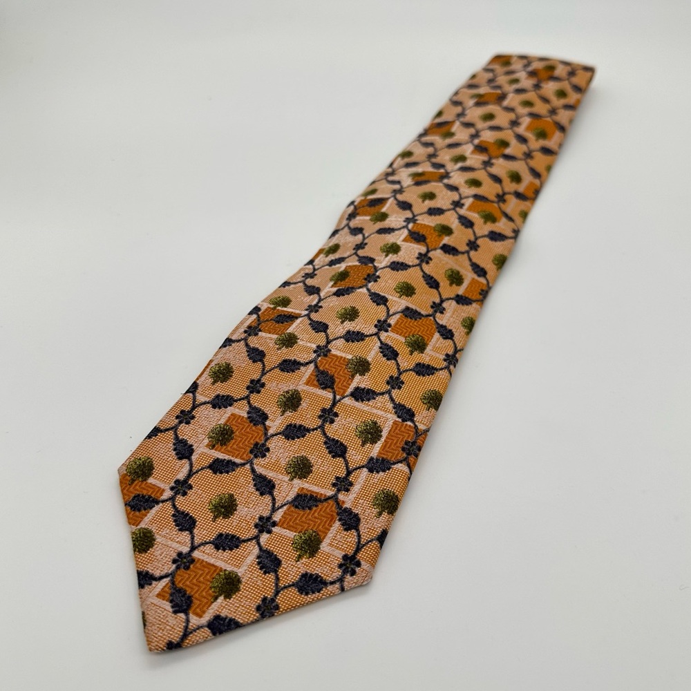 Ermenegildo Zegna M Penner For Men Houston Men's Patterned Tie Orange Blue Tan